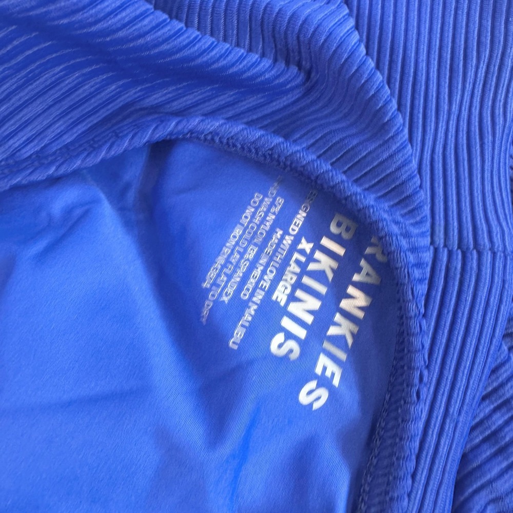 Frankies Bikinis Swimsuit Womens Large Blue Ribbed Bralette Bikini Two Piece - Picture 12 of 13
